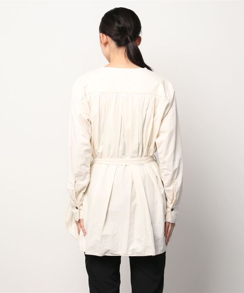 URVIN（アービン）の「ユーティリティロングシャツ（シャツ/ブラウス・レディース・ブルー/キナリ・FREE）」の4枚目の写真