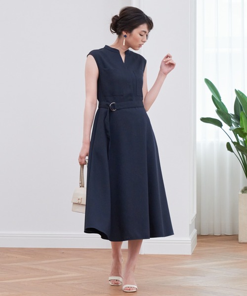 美品 アナイ ANAYI リネンオックススラッシュネックワンピース ベージュ Ｌ 美品 アナイ ANAYI リネンオックススラッシュネックワンピース