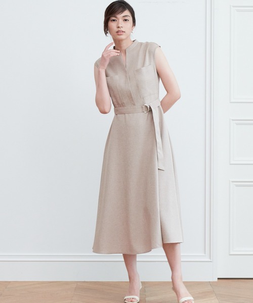 アナイ　リネン調オックスノースリワンピース セール】リネン調オックスノースリ ワンピース（ワンピース