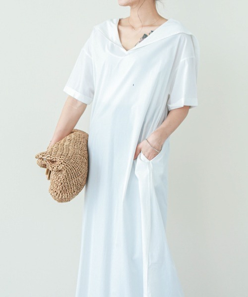 SUGAR BISKET（シュガービスケット）の「セーラーカラーシャツワンピース（ワンピース・レディース・ホワイト/ブラック/ベージュ/サックスブルー・C/M/L）」の11枚目の写真