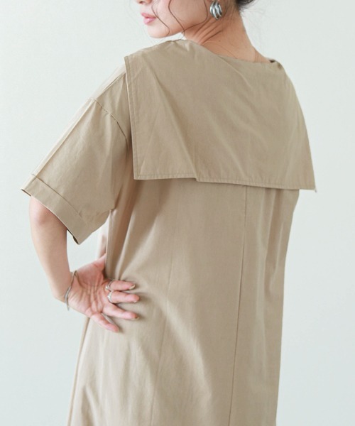 SUGAR BISKET（シュガービスケット）の「セーラーカラーシャツワンピース（ワンピース・レディース・ホワイト/ブラック/ベージュ/サックスブルー・C/M/L）」の10枚目の写真