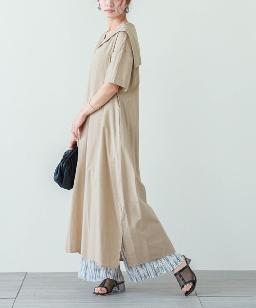 SUGAR BISKET（シュガービスケット）の「セーラーカラーシャツワンピース（ワンピース・レディース・ホワイト/ブラック/ベージュ/サックスブルー・C/M/L）」の18枚目の写真