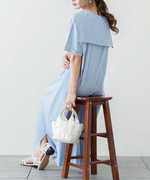 SUGAR BISKET（シュガービスケット）の「セーラーカラーシャツワンピース（ワンピース・レディース・ホワイト/ブラック/ベージュ/サックスブルー・C/M/L）」の13枚目の写真