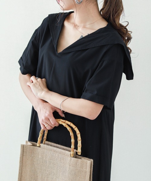 SUGAR BISKET（シュガービスケット）の「セーラーカラーシャツワンピース（ワンピース・レディース・ホワイト/ブラック/ベージュ/サックスブルー・C/M/L）」の16枚目の写真