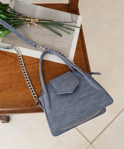 COLONY 2139(コロニートゥーワンスリーナイン)の「クロコ台形2Wayチェーンミニショルダーバッグ/ハンドバッグ(ショルダーバッグ・レディース・ブラック/ベージュ/カーキ/ブルー・FREE)」の22枚目の写真