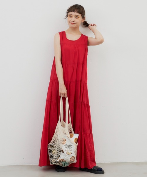 MERLOT（メルロー）の「カラフルティアードワンピース（ワンピース・レディース・ブラック/レッド/イエロー/ターコイズブルー・FREE）」の4枚目の写真