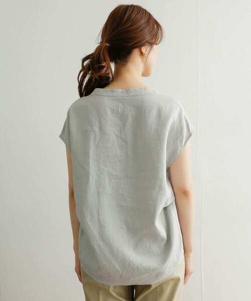 新品■アーバンリサーチ/7分袖フレンチリネンワイドカラーシャツ/オフ/40【L】 URBAN RESEARCH DOORS シャツ ブラウス WEB限定リネンバックタック