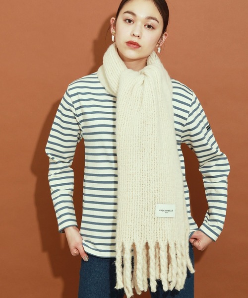 MADEMOISELLE ROPE'（マドモアゼル ロペ）の「リサイクルヤーンボリュームストール（ストール/ショール・レディース・グレー/オフホワイト/カーキ/オレンジ/ブルー・FREE）」の2枚目の写真