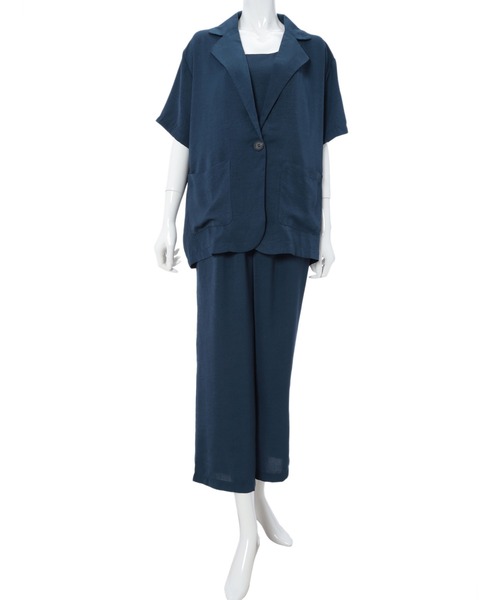 fifth calin(フィフスカラン)の「キャミ付き半袖ジャケットセットアップ(セットアップ・レディース・ネイビー/ピンク/グレイッシュベージュ・MEDIUM)」の13枚目の写真