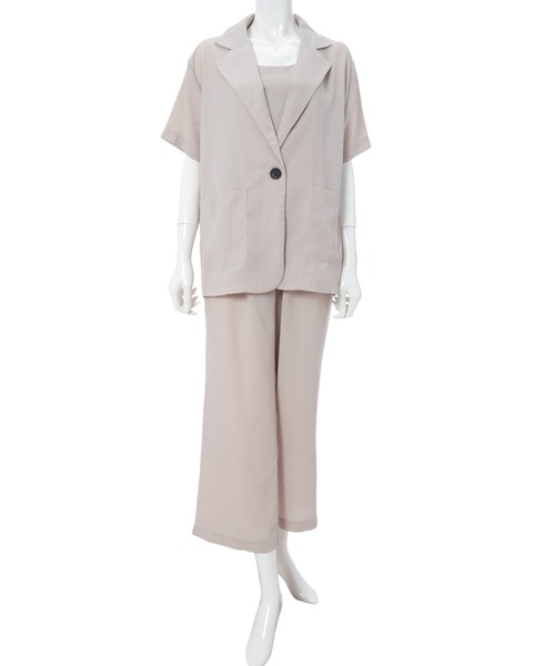 fifth calin(フィフスカラン)の「キャミ付き半袖ジャケットセットアップ(セットアップ・レディース・ネイビー/ピンク/グレイッシュベージュ・MEDIUM)」の15枚目の写真