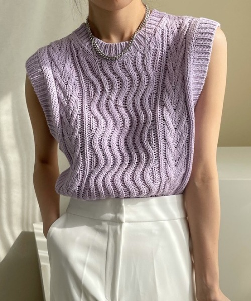 トップス ベストざっくり編みサマーニットベスト ベスト Mangrove マングローブ のファッション