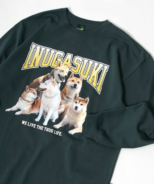 Salong hameu（サロン ハミュー）の「実写柴犬フォトグラフィックプリント ビッグシルエットロンT（Tシャツ/カットソー・メンズ・ホワイト/ブラック/ダークグリーン/ブルー/ホワイト系その他/ブラック系その他/ブルー系その他/ホワイト系その他2/グリーン系その他/ブラック系その他2/グリーン系その他2・M/L/XL）」の9枚目の写真