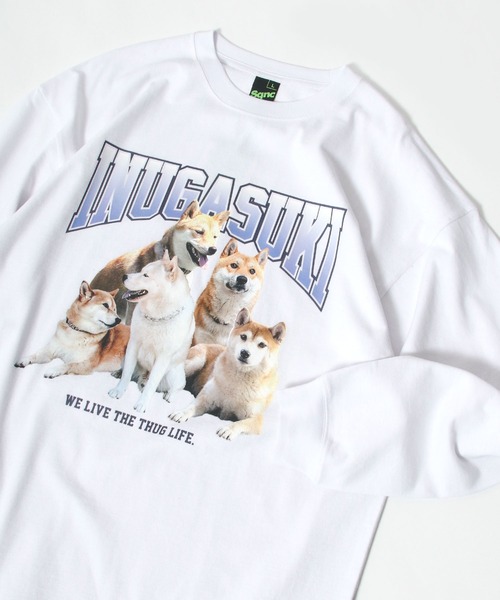Salong hameu（サロン ハミュー）の「実写柴犬フォトグラフィックプリント ビッグシルエットロンT（Tシャツ/カットソー・メンズ・ホワイト/ブラック/ダークグリーン/ブルー/ホワイト系その他/ブラック系その他/ブルー系その他/ホワイト系その他2/グリーン系その他/ブラック系その他2/グリーン系その他2・M/L/XL）」の4枚目の写真