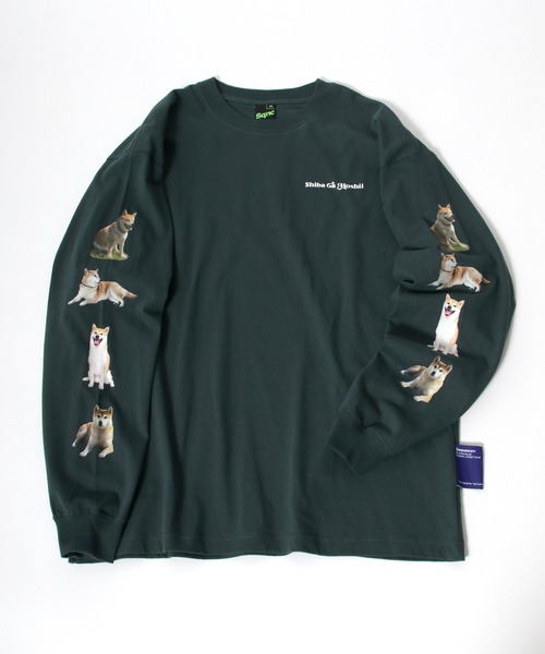 Salong hameu（サロン ハミュー）の「実写柴犬フォトグラフィックプリント ビッグシルエットロンT（Tシャツ/カットソー・メンズ・ホワイト/ブラック/ダークグリーン/ブルー/ホワイト系その他/ブラック系その他/ブルー系その他/ホワイト系その他2/グリーン系その他/ブラック系その他2/グリーン系その他2・M/L/XL）」の10枚目の写真