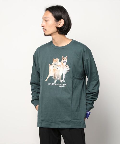 Salong hameu（サロン ハミュー）の「実写柴犬フォトグラフィックプリント ビッグシルエットロンT（Tシャツ/カットソー・メンズ・ホワイト/ブラック/ダークグリーン/ブルー/ホワイト系その他/ブラック系その他/ブルー系その他/ホワイト系その他2/グリーン系その他/ブラック系その他2/グリーン系その他2・M/L/XL）」の13枚目の写真