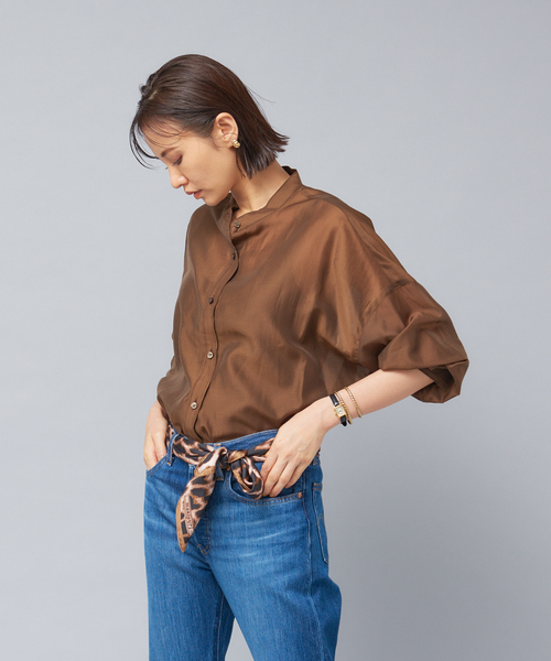 Rouge vif（ルージュヴィフ）の「シアーシャツ（シャツ/ブラウス・レディース・アイボリー/ブラウン/ベージュ・フリー）」の3枚目の写真