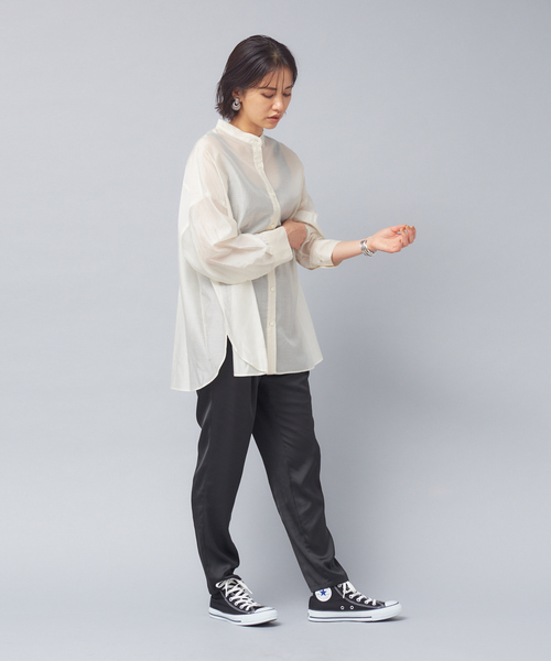 Rouge vif（ルージュヴィフ）の「シアーシャツ（シャツ/ブラウス・レディース・アイボリー/ブラウン/ベージュ・フリー）」の4枚目の写真