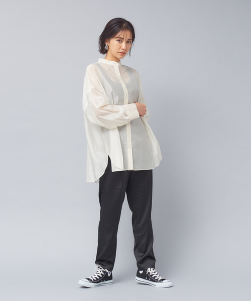 Rouge vif（ルージュヴィフ）の「シアーシャツ（シャツ/ブラウス・レディース・アイボリー/ブラウン/ベージュ・フリー）」の6枚目の写真