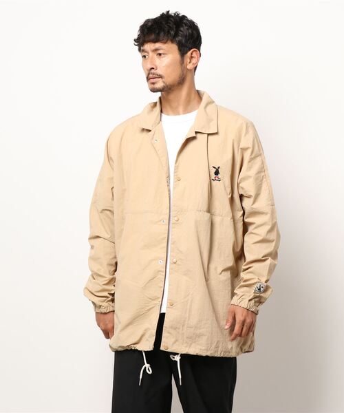 GGD（ジージーディー）の「Shabby 胸刺繍コーチジャケット（ブルゾン・メンズ・ネイビー×ホワイト/グリーン/ライトブラウン・M/L）」の2枚目の写真