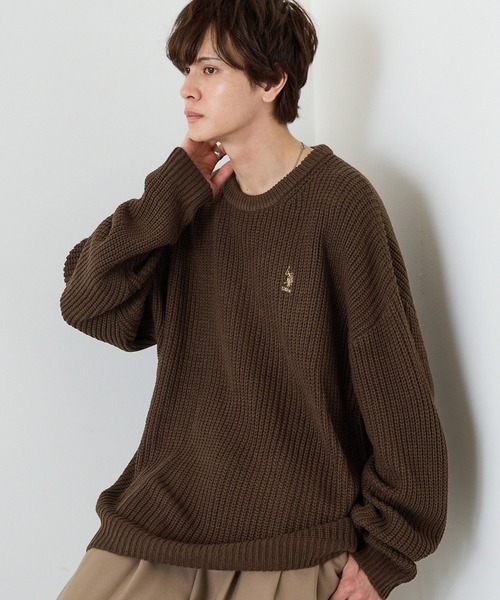 U.S. POLO ASSN.(ユーエスポロアッスン)の「U.S. POLO ASSN. / ユーエスポロアッスン 別注 ビッグシルエット ロゴ刺繍 クルーネックニット(ニット/セーター・メンズ・ブラック/グレー/アイボリー/ダークグレー/グレイッシュベージュ/グレイッシュブルー/ダークグリーン/ブラウン/ネイビー/オリーブ・M/L)」の17枚目の写真