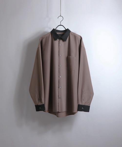 Confirm（コンファーム）の「アシンメトリーキリカエ / 襟配色クレリック ドレープとろみ ビッグシルエット長袖シャツ ユニセックス【Confirm】（シャツ/ブラウス・メンズ・ホワイト/ブラック/ベージュ/ブラウン/グレー/サックスブルー/ピンク/アイボリー/ミント/ブラック系その他/ベージュ系その他/コーラル/ホワイト系その他/ブラック系その他2/ブルー/ブラック系1/グリーン系/ブルー系/ホワイト系/ブラック系/ブラウン系・FREE/M/L/XL）」の20枚目の写真