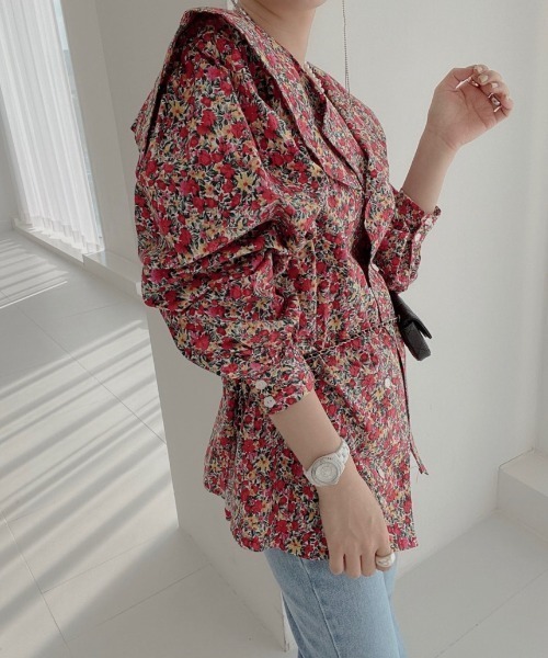 Diosfront（ディオスフロント）の「ダブルボタンBIG衿ボリュウームブラウス（シャツ/ブラウス・レディース・ホワイト/ベージュ/レッド・FREE）」の11枚目の写真