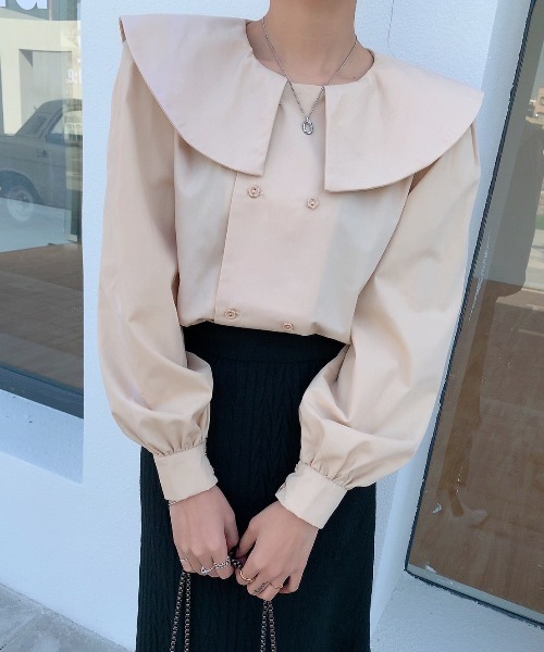 Diosfront（ディオスフロント）の「ダブルボタンBIG衿ボリュウームブラウス（シャツ/ブラウス・レディース・ホワイト/ベージュ/レッド・FREE）」の20枚目の写真