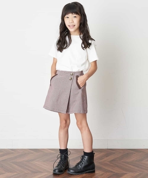 a.v.v（アーヴェヴェ）の「[100-130]チェックガラアシメフロントラップパンツ（その他パンツ・キッズ・ボルドー・100/110/130/120）」の12枚目の写真
