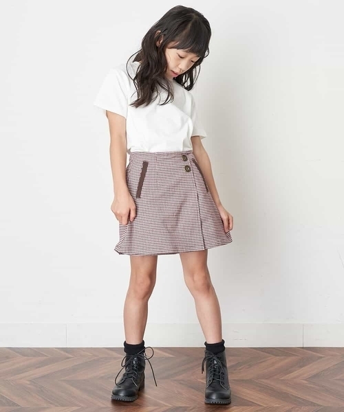 a.v.v（アーヴェヴェ）の「[100-130]チェックガラアシメフロントラップパンツ（その他パンツ・キッズ・ボルドー・100/110/130/120）」の8枚目の写真