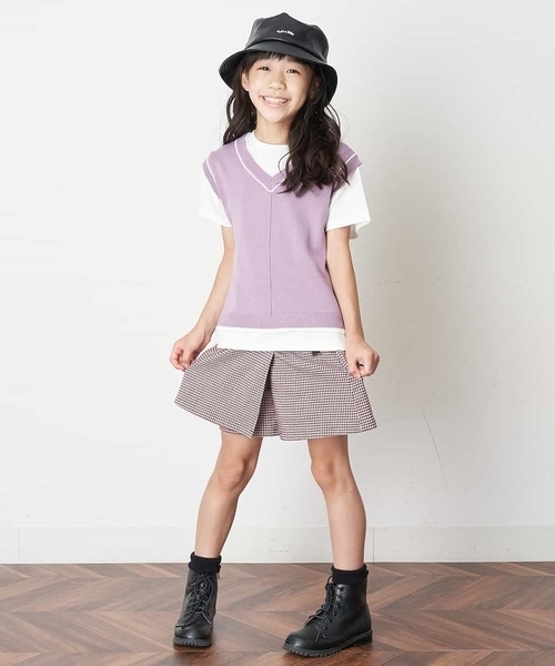a.v.v（アーヴェヴェ）の「[100-130]チェックガラアシメフロントラップパンツ（その他パンツ・キッズ・ボルドー・100/110/130/120）」の17枚目の写真
