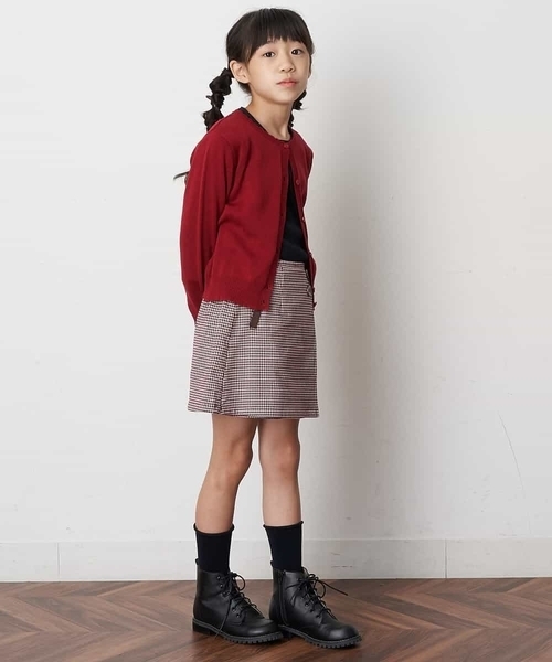 a.v.v（アーヴェヴェ）の「[100-130]チェックガラアシメフロントラップパンツ（その他パンツ・キッズ・ボルドー・100/110/130/120）」の6枚目の写真