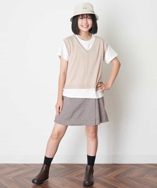 a.v.v（アーヴェヴェ）の「[100-130]チェックガラアシメフロントラップパンツ（その他パンツ・キッズ・ボルドー・100/110/130/120）」の13枚目の写真
