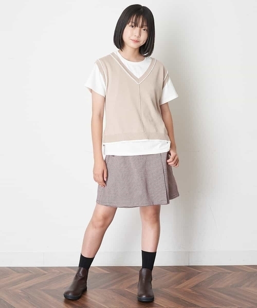 a.v.v（アーヴェヴェ）の「[100-130]チェックガラアシメフロントラップパンツ（その他パンツ・キッズ・ボルドー・100/110/130/120）」の18枚目の写真