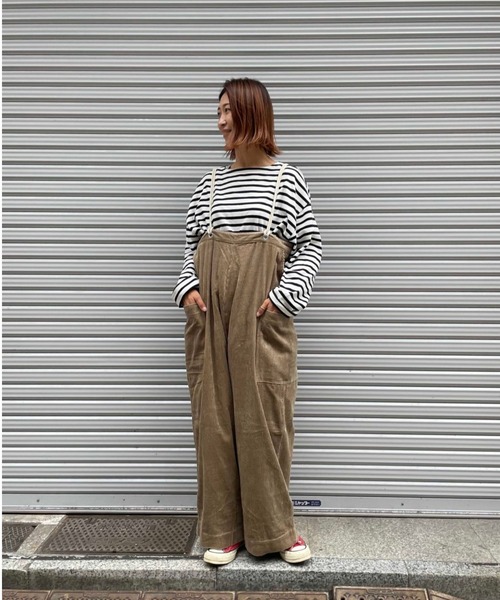 MANASTASH（マナスタッシュ）の「MANASTASH/マナスタッシュ　太畝コーデュロイサロペット（その他パンツ・レディース・ホワイト/モカ・FREE）」の9枚目の写真