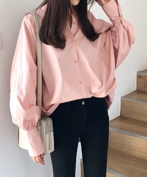 Diosfront（ディオスフロント）の「パフスリーブルーズシャツ（シャツ/ブラウス・レディース・ホワイト/ピンク/ブルーグレー・M/L）」の22枚目の写真