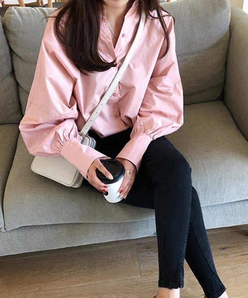 Diosfront（ディオスフロント）の「パフスリーブルーズシャツ（シャツ/ブラウス・レディース・ホワイト/ピンク/ブルーグレー・M/L）」の9枚目の写真