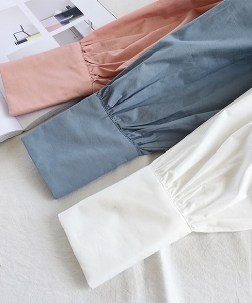 Diosfront（ディオスフロント）の「パフスリーブルーズシャツ（シャツ/ブラウス・レディース・ホワイト/ピンク/ブルーグレー・M/L）」の5枚目の写真