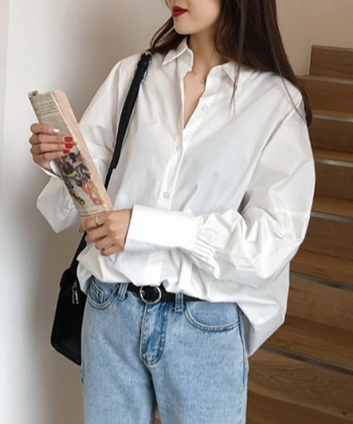 Diosfront（ディオスフロント）の「パフスリーブルーズシャツ（シャツ/ブラウス・レディース・ホワイト/ピンク/ブルーグレー・M/L）」の21枚目の写真