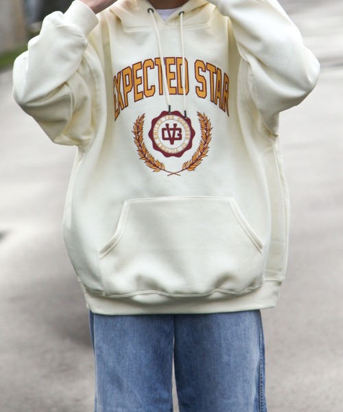 ZIP FIVE(ジップファイブ)の「【ZIP FIVE】【肉厚】 ビッグシルエットカレッジパーカー(パーカー・レディース・チャコール/グレー系/ダークグリーン/ネイビー/ホワイト系/アイボリー系/ホワイト/ブラック×グレー/ブラック/ダークグリーン系/オートミール/ネイビー系/ネイビー系1/カーキ/アイボリー/ブラック系/グレー・LARGE/X-LARGE/MEDIUM)」の1枚目の写真