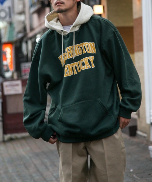 ZIP FIVE(ジップファイブ)の「【ZIP FIVE】【肉厚】 ビッグシルエットカレッジパーカー(パーカー・レディース・チャコール/グレー系/ダークグリーン/ネイビー/ホワイト系/アイボリー系/ホワイト/ブラック×グレー/ブラック/ダークグリーン系/オートミール/ネイビー系/ネイビー系1/カーキ/アイボリー/ブラック系/グレー・LARGE/X-LARGE/MEDIUM)」の14枚目の写真