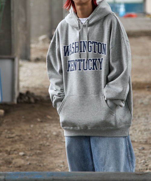 ZIP FIVE(ジップファイブ)の「【ZIP FIVE】【肉厚】 ビッグシルエットカレッジパーカー(パーカー・レディース・チャコール/グレー系/ダークグリーン/ネイビー/ホワイト系/アイボリー系/ホワイト/ブラック×グレー/ブラック/ダークグリーン系/オートミール/ネイビー系/ネイビー系1/カーキ/アイボリー/ブラック系/グレー・LARGE/X-LARGE/MEDIUM)」の7枚目の写真