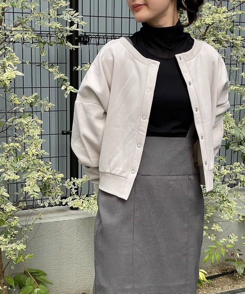 4youstory（フォーユーストーリー）の「裏毛ショートカーディガン（カーディガン/ボレロ・レディース・スミクロ/ブルー系/ライトグレー/モカ・MEDIUM）」の3枚目の写真