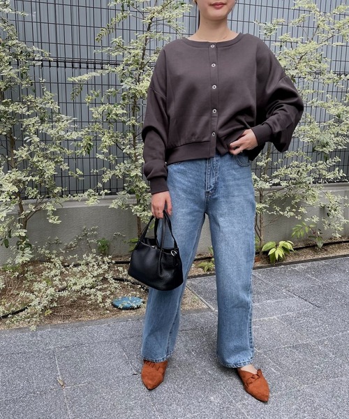 4youstory（フォーユーストーリー）の「裏毛ショートカーディガン（カーディガン/ボレロ・レディース・スミクロ/ブルー系/ライトグレー/モカ・MEDIUM）」の7枚目の写真