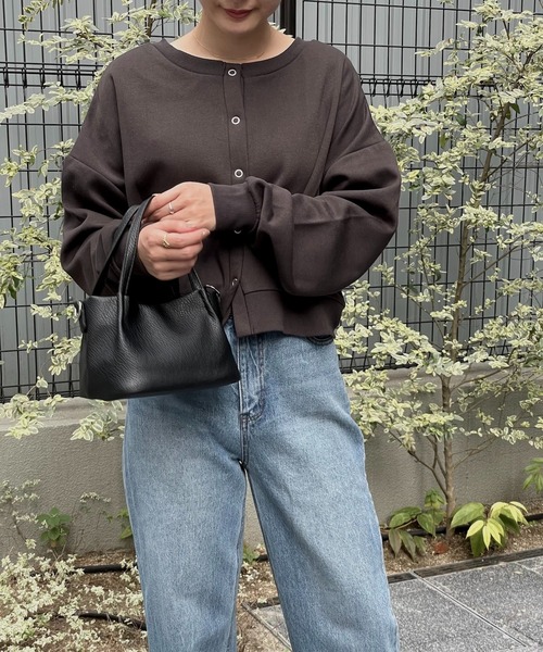 4youstory（フォーユーストーリー）の「裏毛ショートカーディガン（カーディガン/ボレロ・レディース・スミクロ/ブルー系/ライトグレー/モカ・MEDIUM）」の5枚目の写真