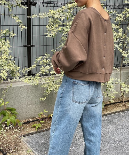 4youstory（フォーユーストーリー）の「裏毛ショートカーディガン（カーディガン/ボレロ・レディース・スミクロ/ブルー系/ライトグレー/モカ・MEDIUM）」の8枚目の写真