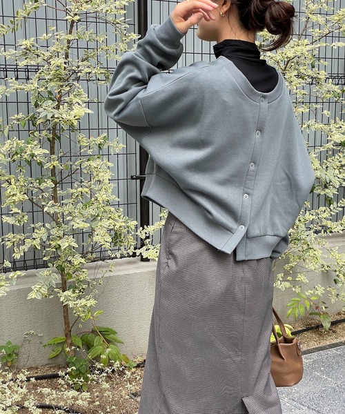 4youstory（フォーユーストーリー）の「裏毛ショートカーディガン（カーディガン/ボレロ・レディース・スミクロ/ブルー系/ライトグレー/モカ・MEDIUM）」の14枚目の写真