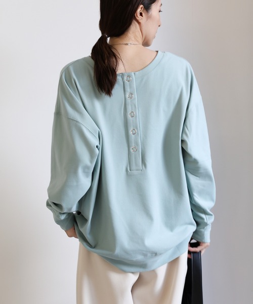 select MOCA(セレクトモカ)の「2WAYマシュマロタッチスナッププルオーバー(Tシャツ/カットソー・レディース・サックスブルー/ピンク/アイボリー・FREE)」の1枚目の写真