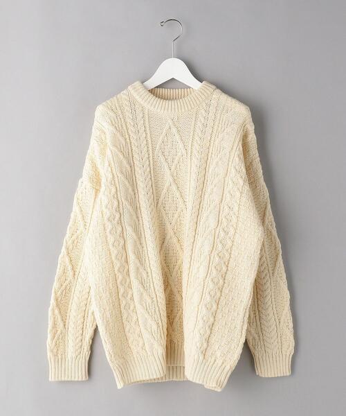 Oldderby Knitwear(オールダービーニットウェア)の「<OLDDERBY(オールドダービー)> ARAN KNIT/ニット(ニット/セーター・メンズ・ブラック/オフホワイト/ロイヤルブルー・M/L)」の2枚目の写真