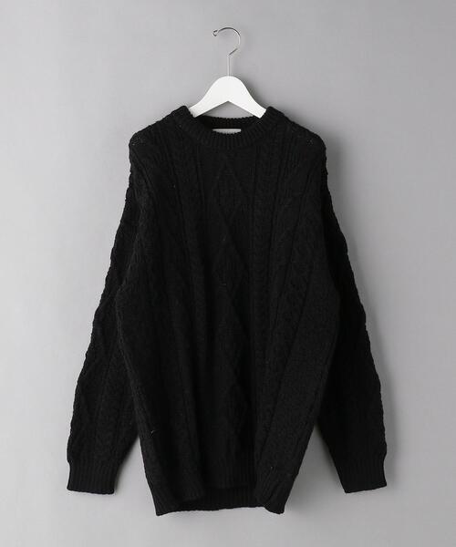 Oldderby Knitwear(オールダービーニットウェア)の「<OLDDERBY(オールドダービー)> ARAN KNIT/ニット(ニット/セーター・メンズ・ブラック/オフホワイト/ロイヤルブルー・M/L)」の1枚目の写真