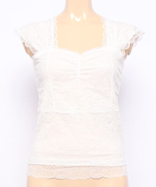 INGNI（イング）の「レースキャミ（キャミソール・レディース・オフホワイト/ブラック・M）」の2枚目の写真